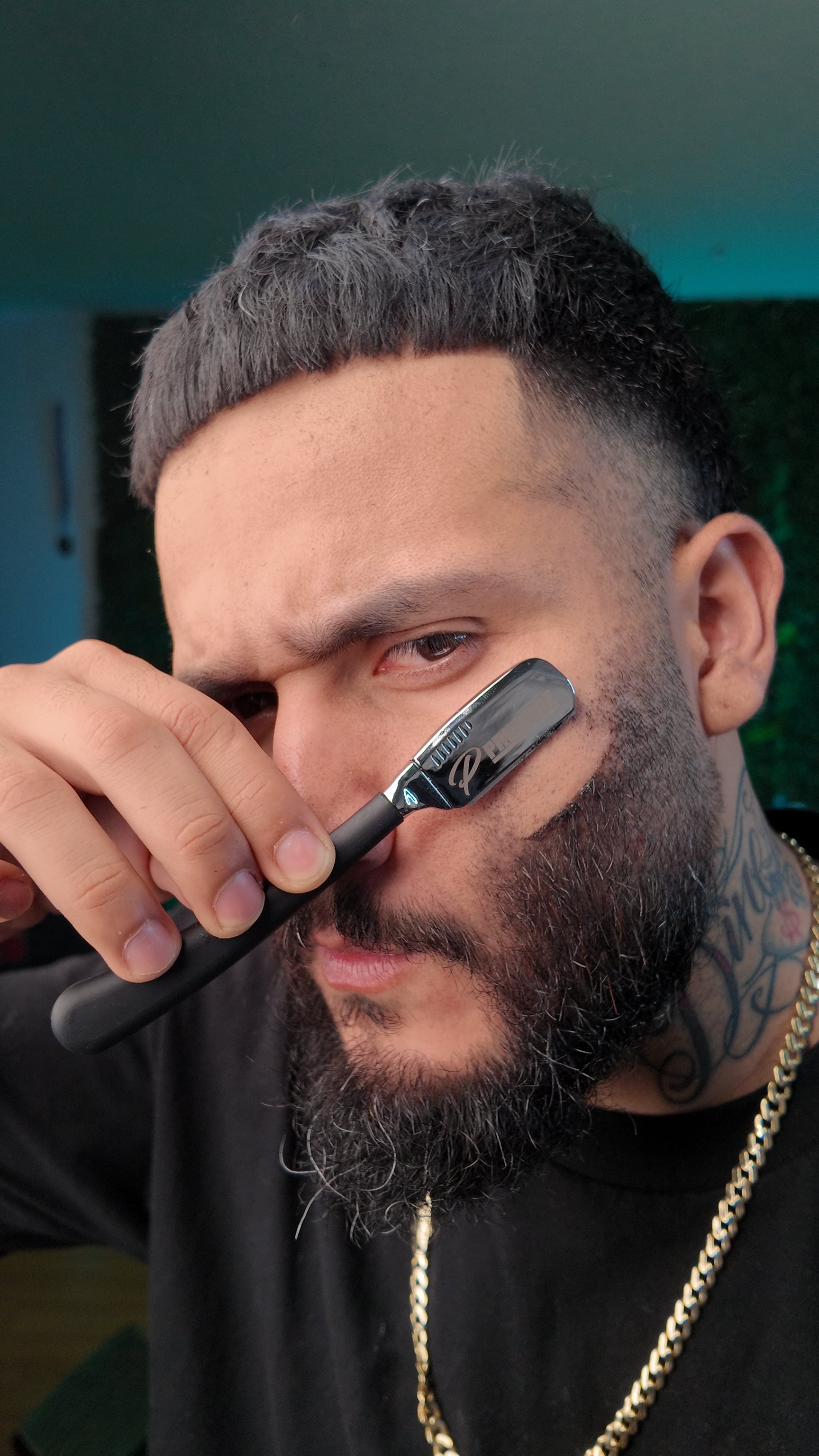 METALLIC MASTER Prestige Nxt Lvl Barber Silver Single Handed Razor