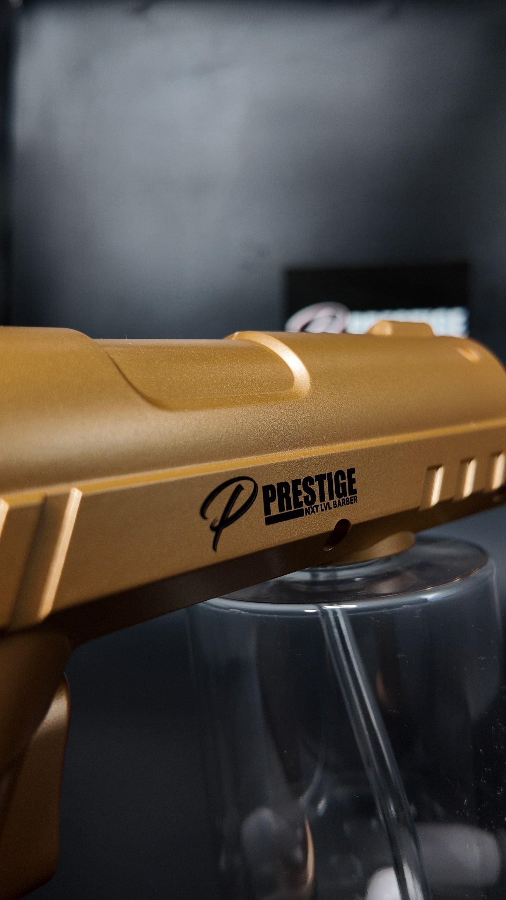 Gold Prestige NXTLVLBarber Spray Bottle with Blue Light