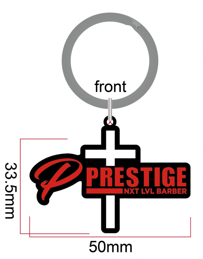 PRESTIGE NXT LVL BARBER KEY CHAIN with CROSS